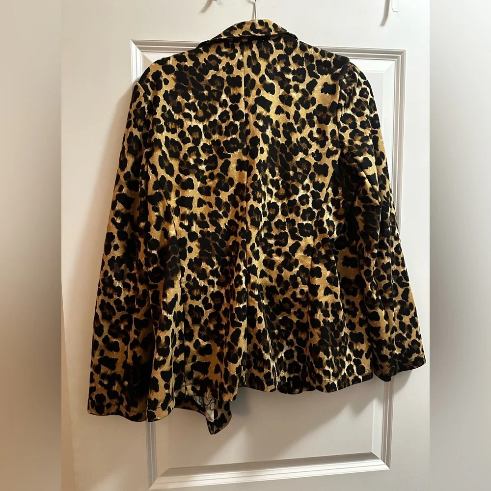 Mango Leopard Print Blazer - Black and Tan - Picture 2 of 2